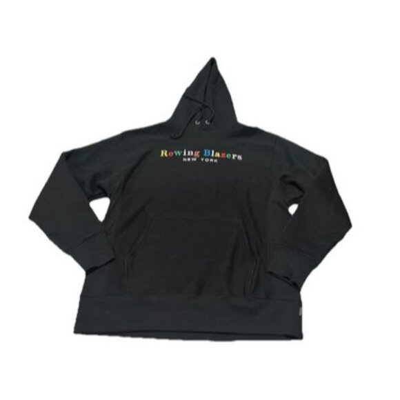 Rowing Blazers New York Men’s Black Spellout Logo Hoodie Sweatshirt Large - Picture 1 of 4